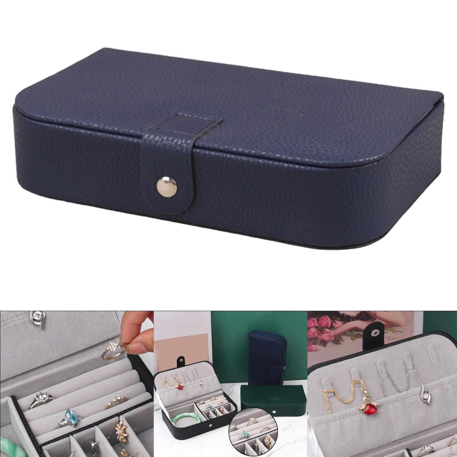 

Шкатулка для хранения ювелирных изделий из ПУ кожи для женщин, для домашней организации, для сокровищ синий