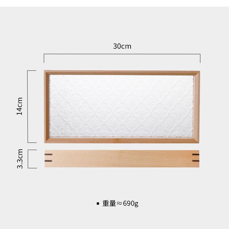 Rechteckiges Holztablett im japanischen Stil, Leichter Luxus Glas Heimdekoration Aufbewahrung Wohnzimmer Couchtisch Tablett