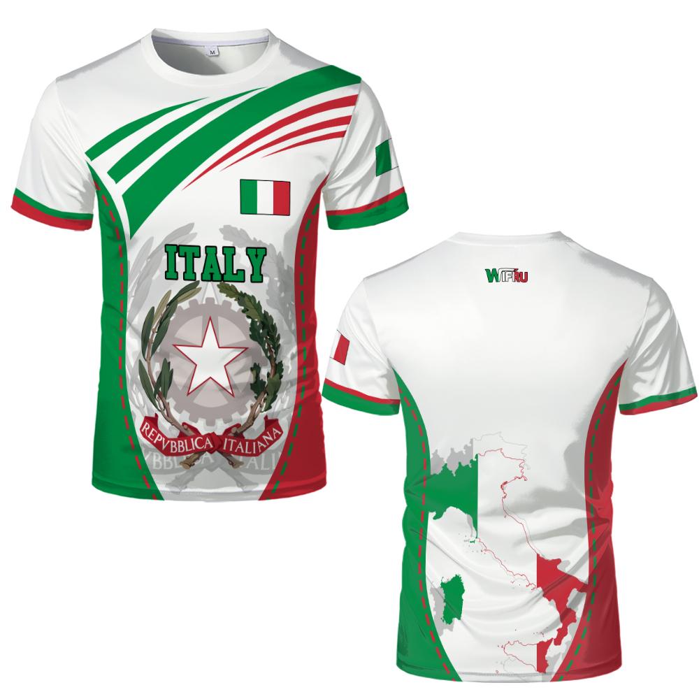 Italy Flag Print Football T-shirt Italian Outdoor Sports Quick-drying Breathable Jersey Men's and Women's Casual Streetwear
