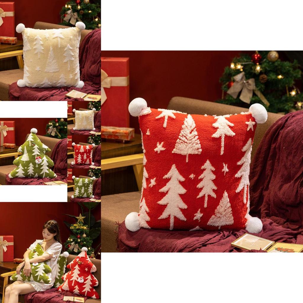 Christmas Tree Pattern Plush Pillows Cushions For Holiday Decor Gift Home Office