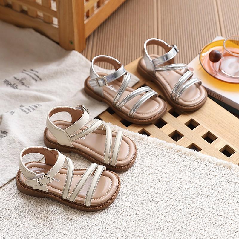 Girls Open Toe Sandals With Rhinestones Princess Style Shoes Toddler Kids