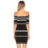 Chic Off-Shoulder Striped Bandage Party Dress - Elegant, High-Stretch, Sexy, Short Evening Skirt