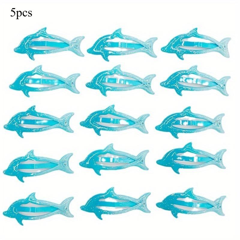 Women's Hair Accessories Gradient Multi Color Side Split Hair Clips Cute Dolphin Hair Claw Metal Animal Print Hair Clip for Girl