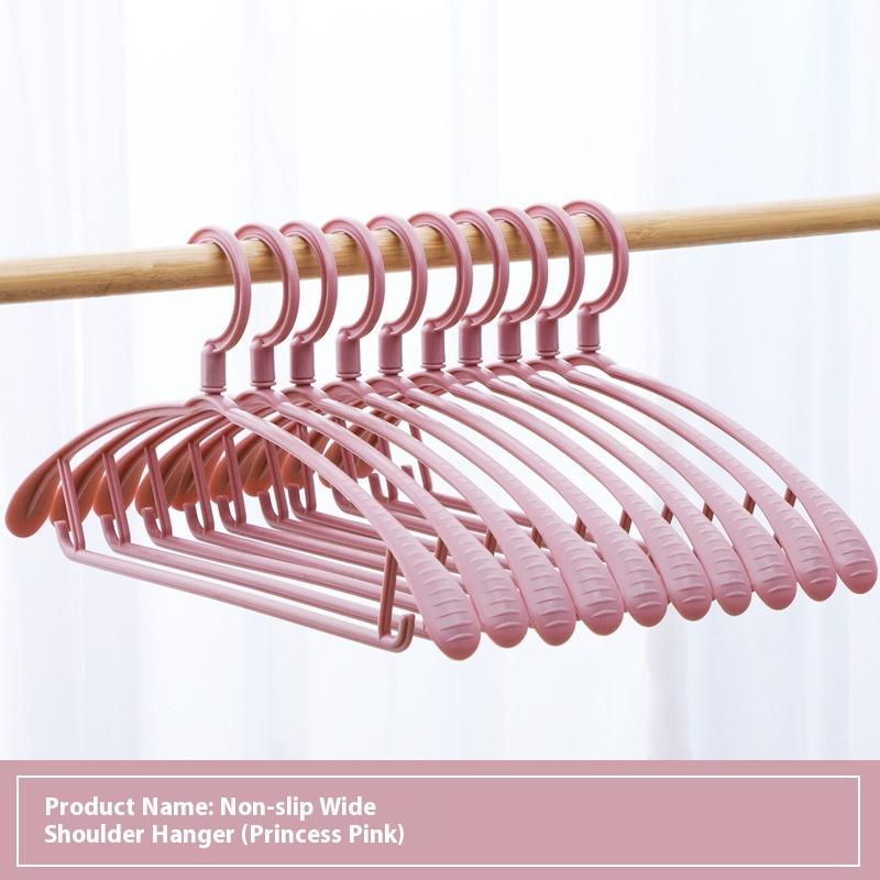 

Traceless Wide Shoulder Hanger Bold Household Non-slip Clothes Rack Adult Plastic Thickened Hanger Dormitory Student Clothes Support розовый