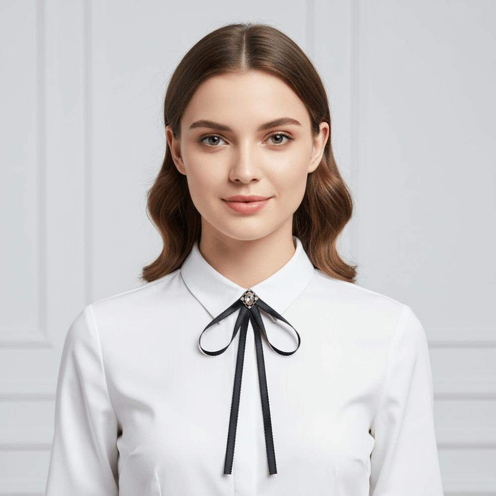 Pearl Black Ribbon Pin Solid Color Funerals Memorial Pin Simple Black Bow Necktie  Girl