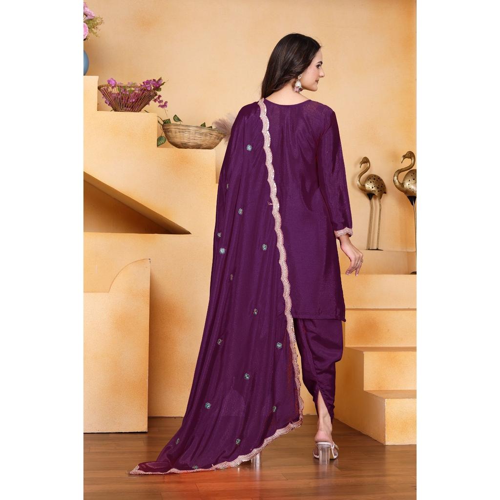 Presenting  New Designer Embroidered Dhoti Suit With Coding Sequence Embroidered Work