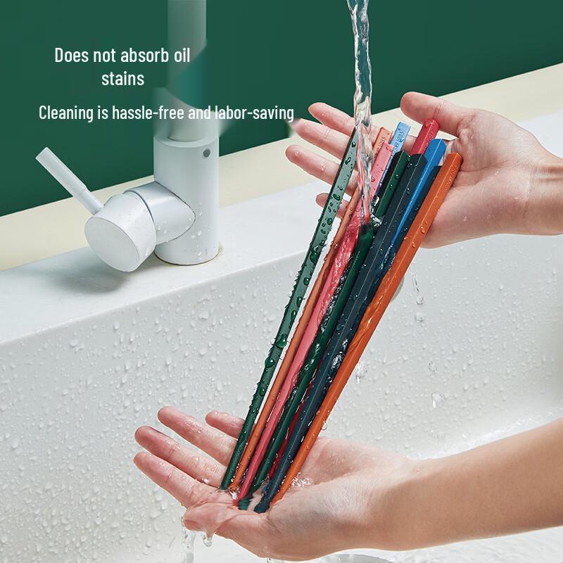 Chuidahuang Color-Coded Antibacterial Alloy Chopsticks, 5 Pairs