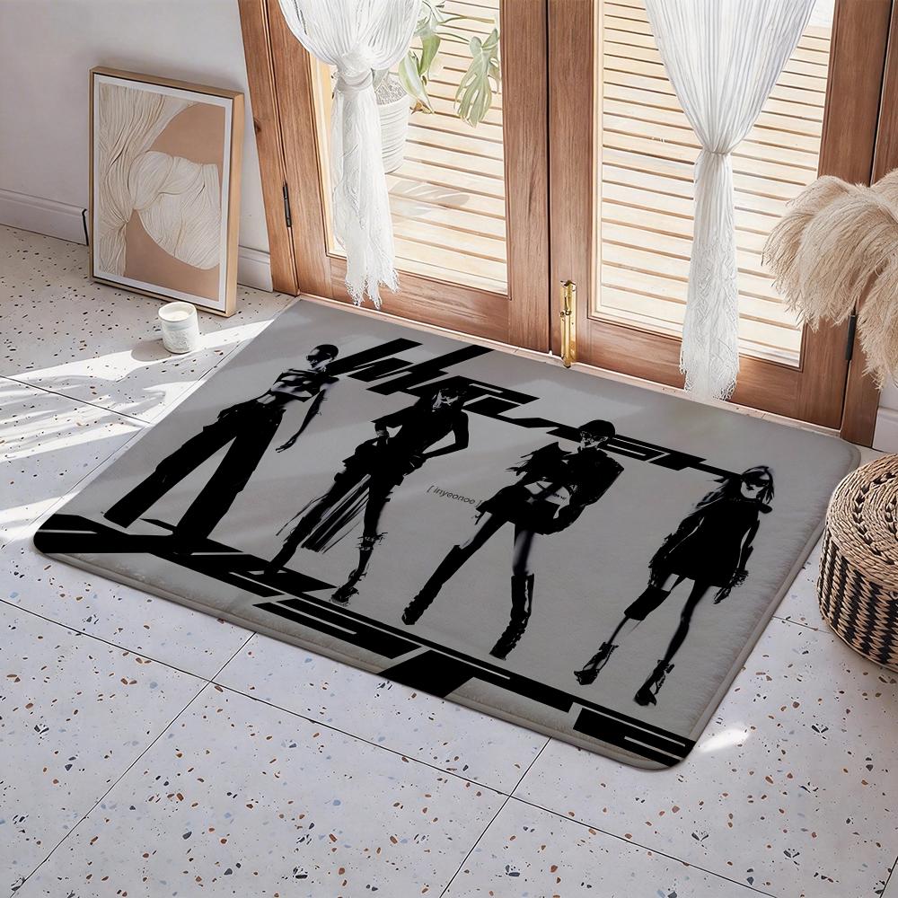 Kpop A aespa Floor Mat Eco Flannel Doormat Non Slip Odorless Indoor Floor Rug Soft Short Plush Home Mat