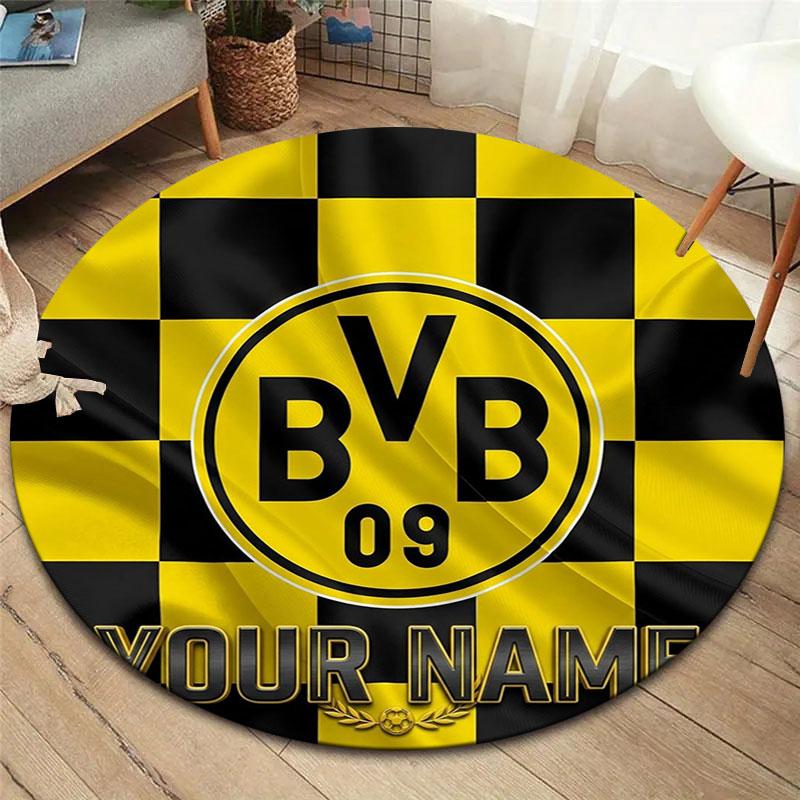 Borussia Custom Name Round Area Rug,Carpet Rug for Living Room Bedroom Sofa Playroom Decor,Non-slip Floor Mat