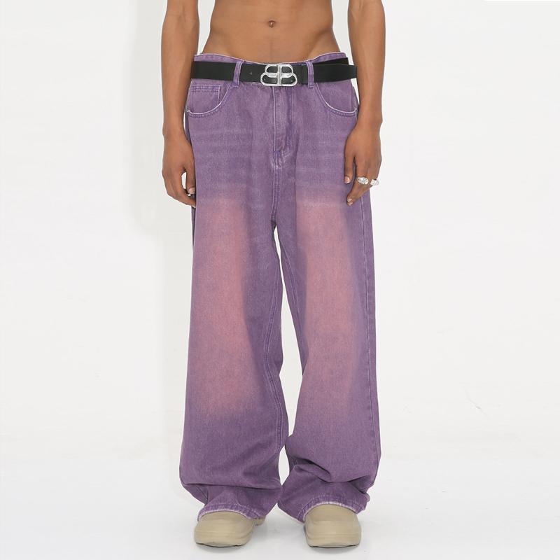 New Spring Denim Pants Men and Women High Quality Men's Denim Pants Jeans Retro Gradient Color Wide Leg Pant Men