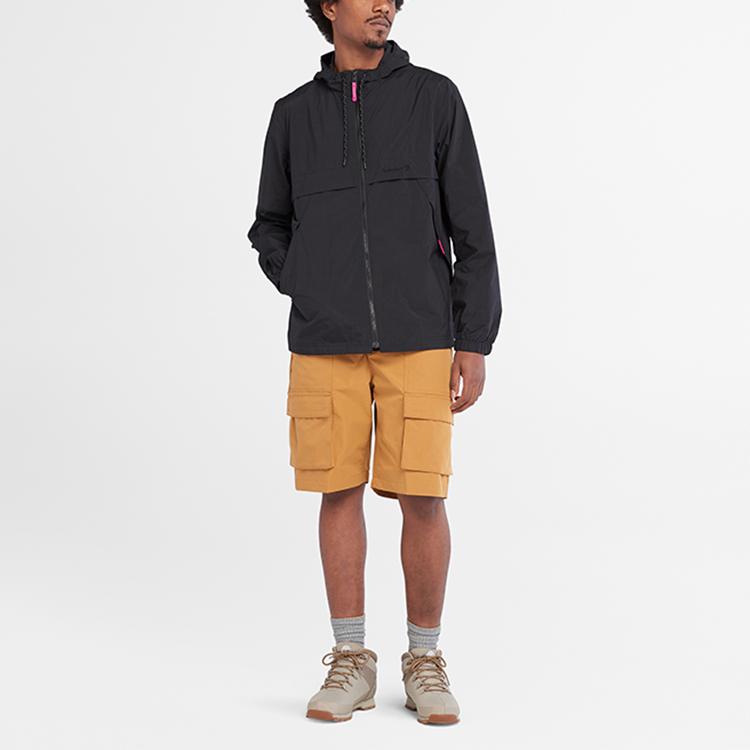 Timberland Logo Printed Hooded Drawstring Zip Jacket Men Jackets A6RAD-001