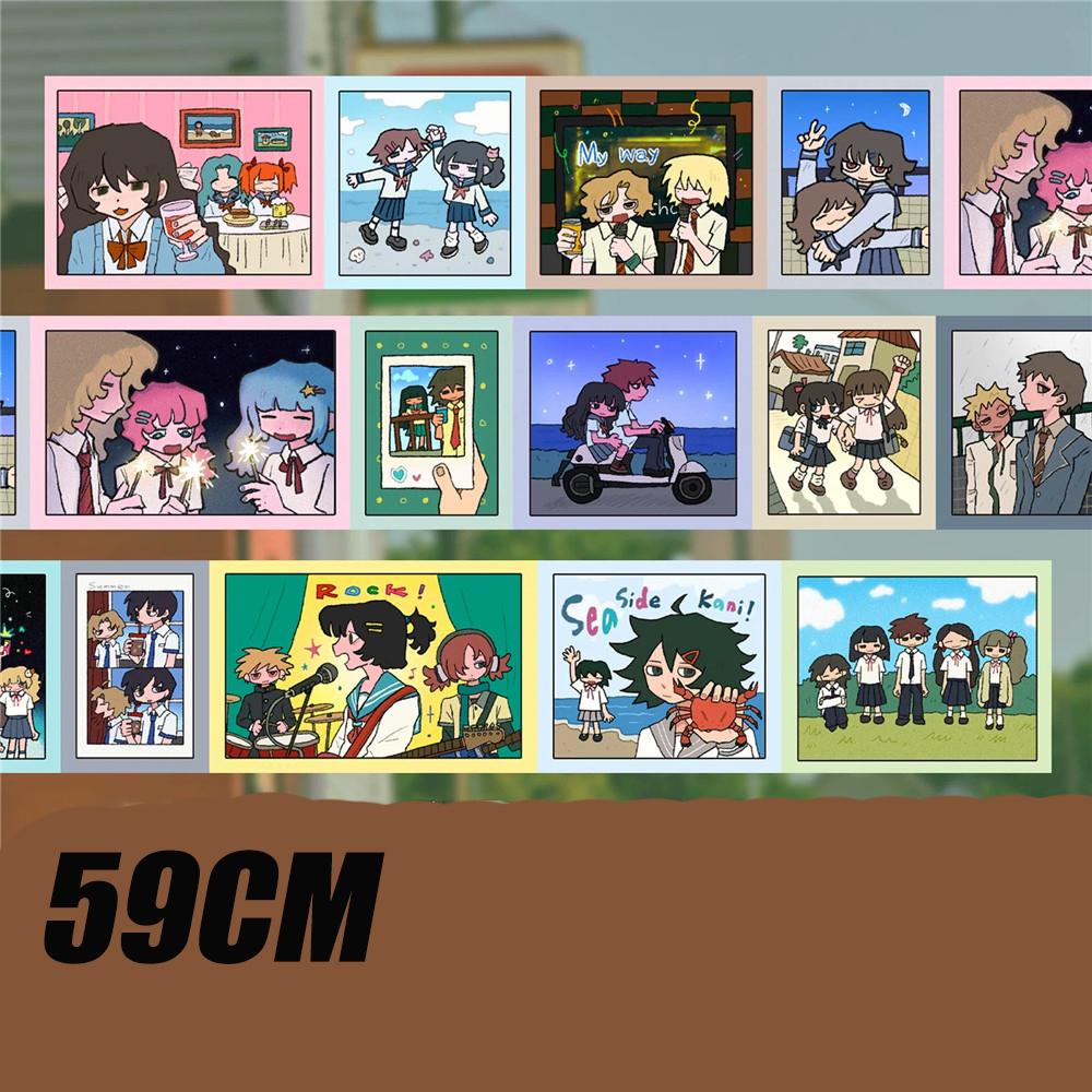 One Cycle Cute Hand-drawn Anime Cartoon Girl Stickers 35-50cm for Craft Supplies Scrapbooking Material Phone