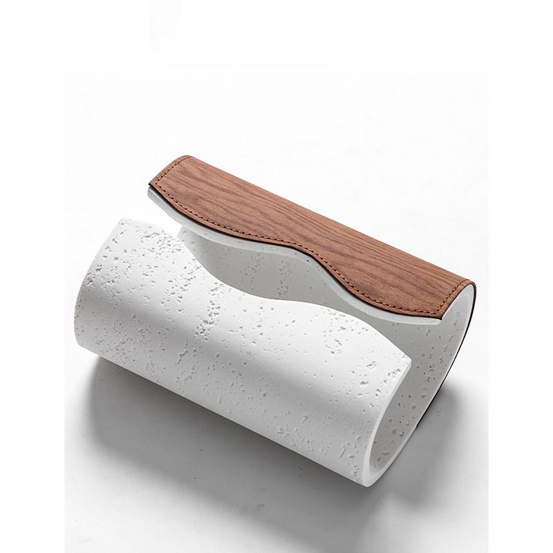 Cave Stone Tissue Box Advanced Sense Living Room Luxury Walnut Leather Paper Box Creative Paper Box Home Decoration