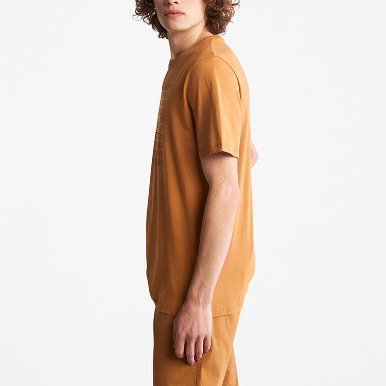 Timberland American Vintage Logo Print Outdoor Casual Breathable Crew Neck Short Sleeve T-Shirt Men T-Shirts Wheat A27K6-P47
