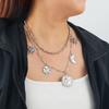 Layered Geometric Pendant Necklace With Sun Moon Star Motifs Women - Gold Alloy Fashion Jewelry