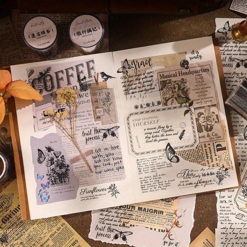 Journamm 50mm*3m Vintage Buchstaben PET Tapes DIY Scrapbooking Planer Deko Junk Journal Wasserdicht Collage Schreibwaren Tapes