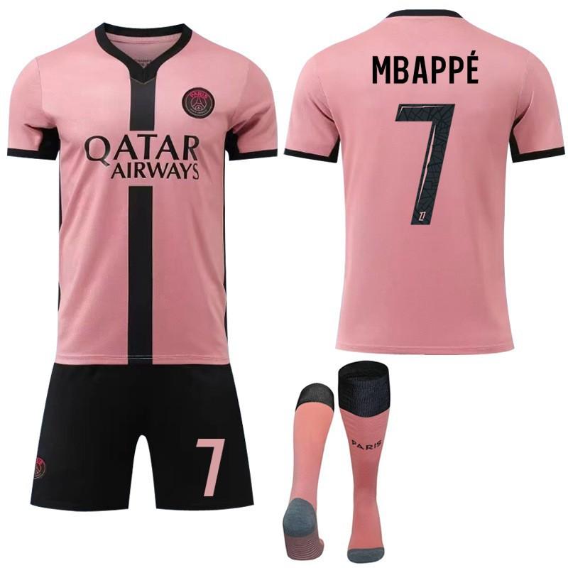 

2024-25 Paris Second Away Game Pink No. 7 Mbabpe 10 Dembele 30 Football Jersey Set #XS