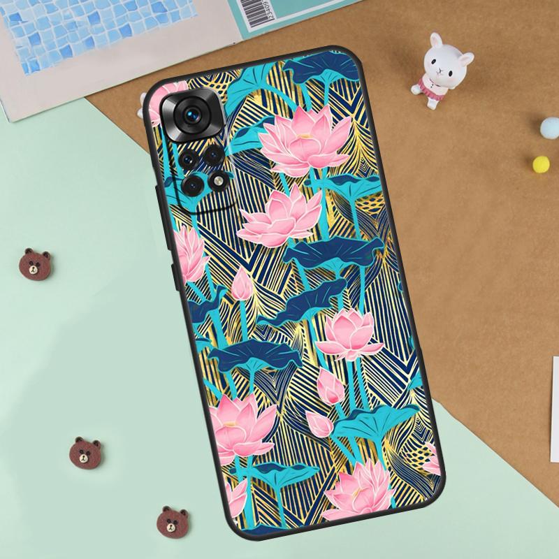 Lotus Flower Case For Xiaomi Redmi 14C 10C 12C 13C Cover For Redmi Note 14 Pro 13 9 10 11 12 10S 11S 12S