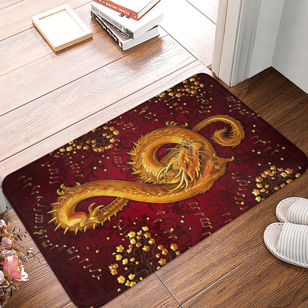 Chinese Red Dragon Front Door Floor Entrance Mats Outdoor Oriental Mythical Kitchen Bath Doormat Bedroom Carpet Rug