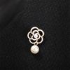 Kamelien Perlen Brooch Schwarz Öl-Tropfendes Metall Trauer Corsage Pin High-End Französisch Elegant Tasche Tuch Schal Zubehör Brooch