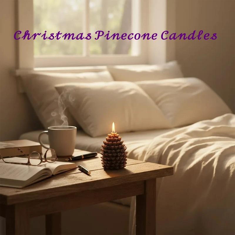 2/4PCS Christmas 3D Pinecone Candles Christmas Atmosphere Photography Arrangement Props Creative Home Decoration Ornaments