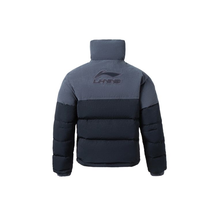 Li Ning Color Block Warm Corduroy High Neck Down Jacket Men outerwear AYMR223-3