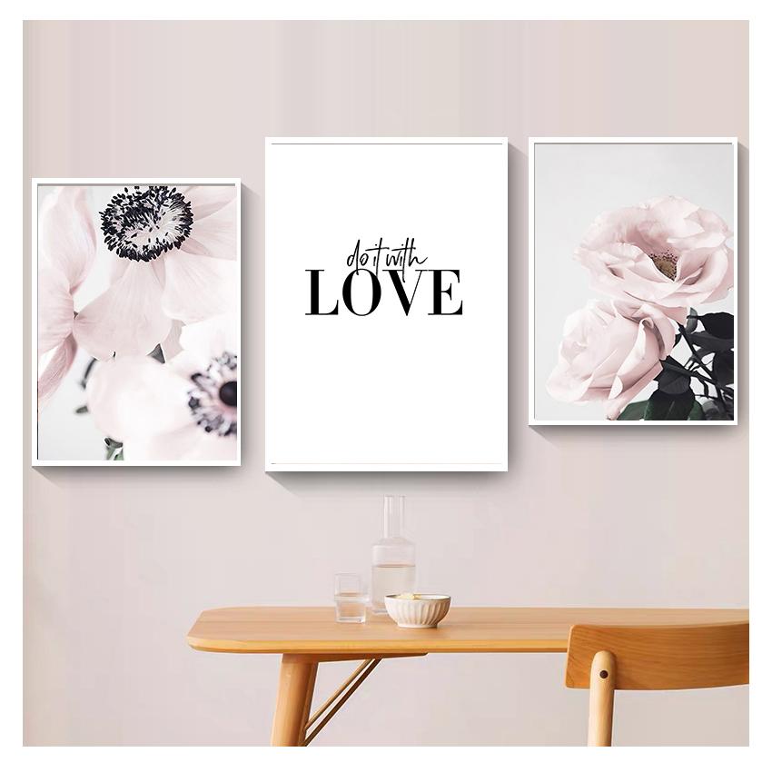 Plant Canvas Painting Botanical Floral Nordic Poster Print Wall Art Picture Modern Home Room Decor Scandinavian Pink Rose Flower