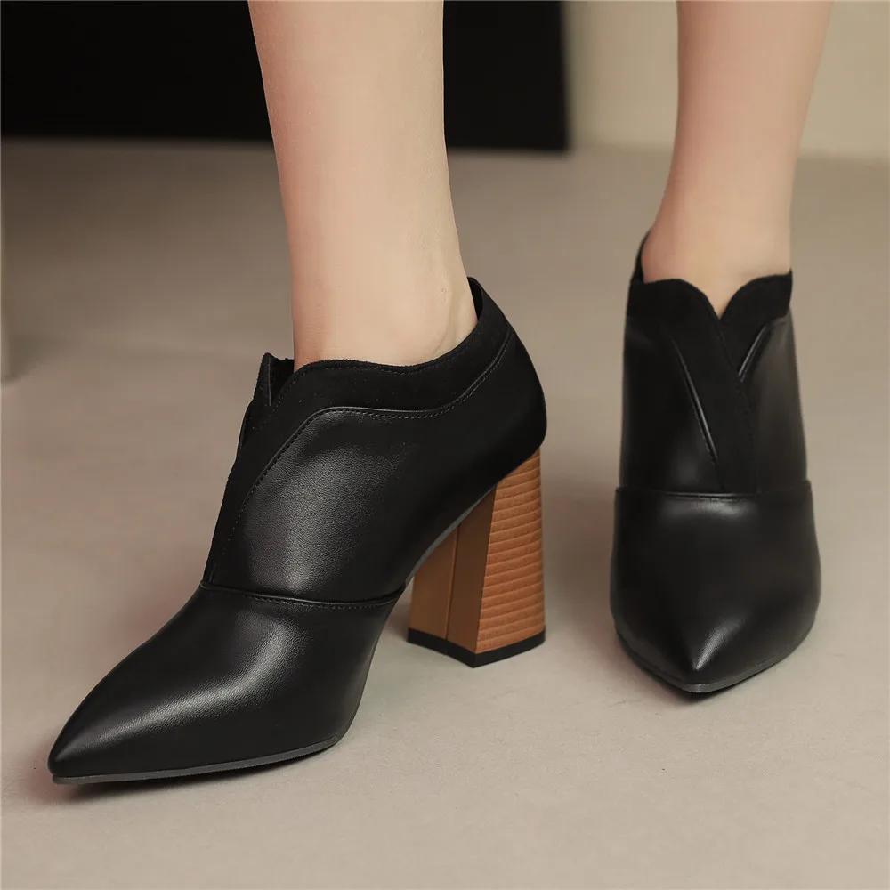 Spring Autumn Women Pump High Heel Unisex Oxford Vintage Fetish Pointed Toe Slip-on Pumps Party Shoes Plus Size 32-46
