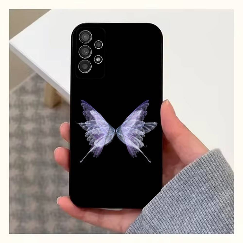 Ins Retro Butterfly Case For Samsung S22,S25,S24,S23,Ultra,FE,S20,S10,Plus,S21,S9,Lite,Soft Silicone Black