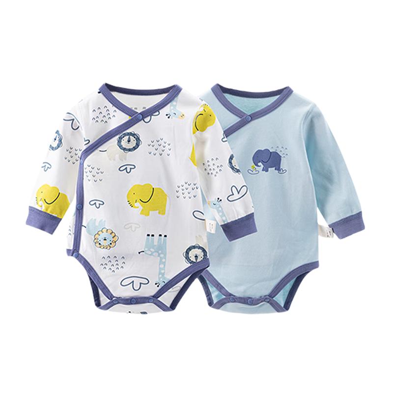 Happy Bear Baby Pure Cotton Long Sleeve Romper Bodysuit 2-Pack 80