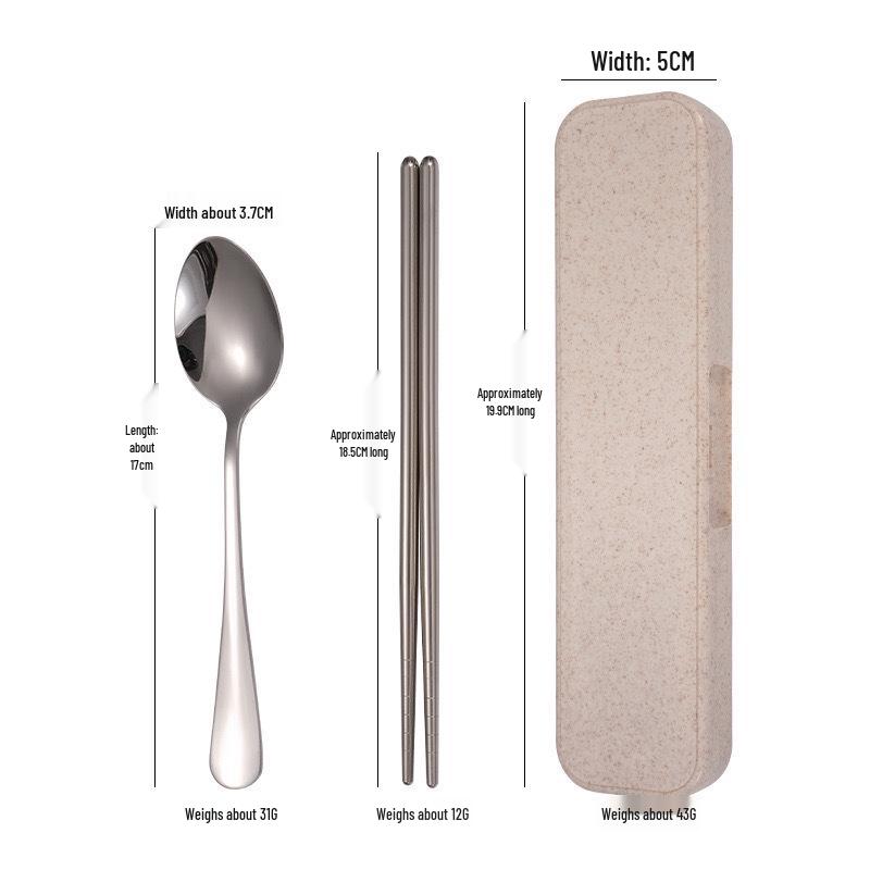 Portable Stainless Steel Cutlery Set: Fork, Spoon & Chopsticks - Ideal for Students & Outdoor Use