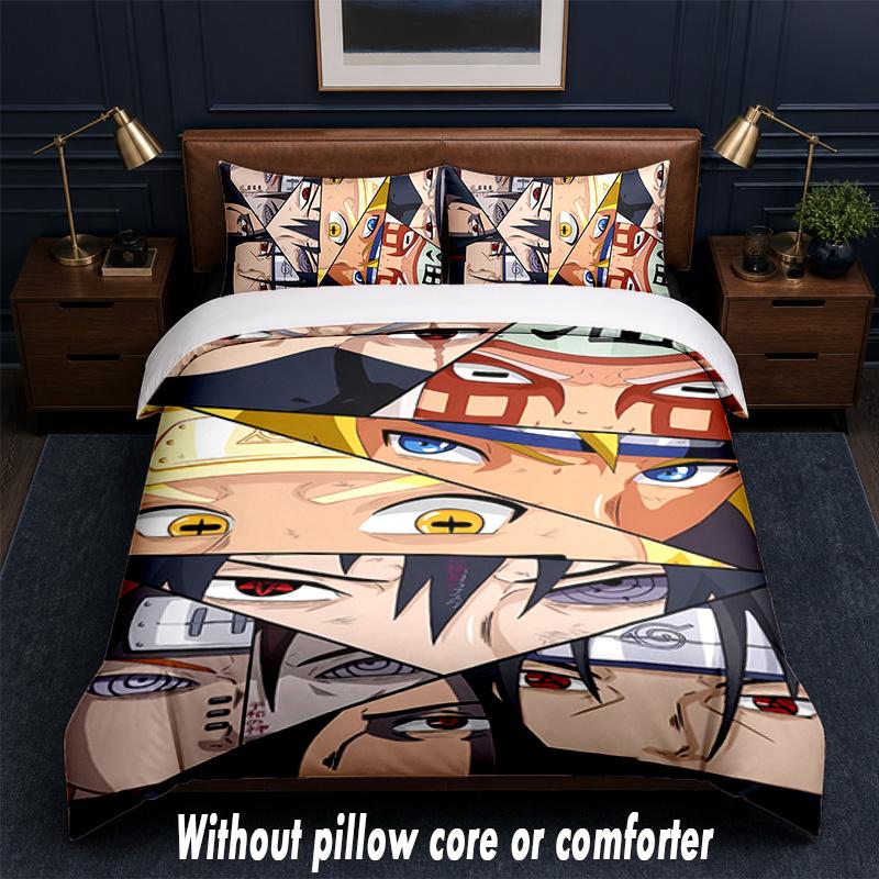 Set Biancheria da Letto Design Naruto 1 Copripiumino + 2 Federe Morbido Traspirante Biancheria da Letto per la Casa
