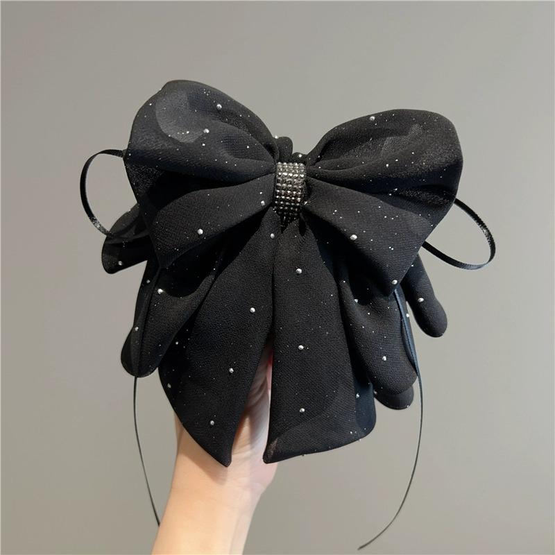 

Черная заколка-бант для волос со звездным небом и крошкой бриллиантов для женщин, заколка на затылок, подходит для конского хвоста, косы