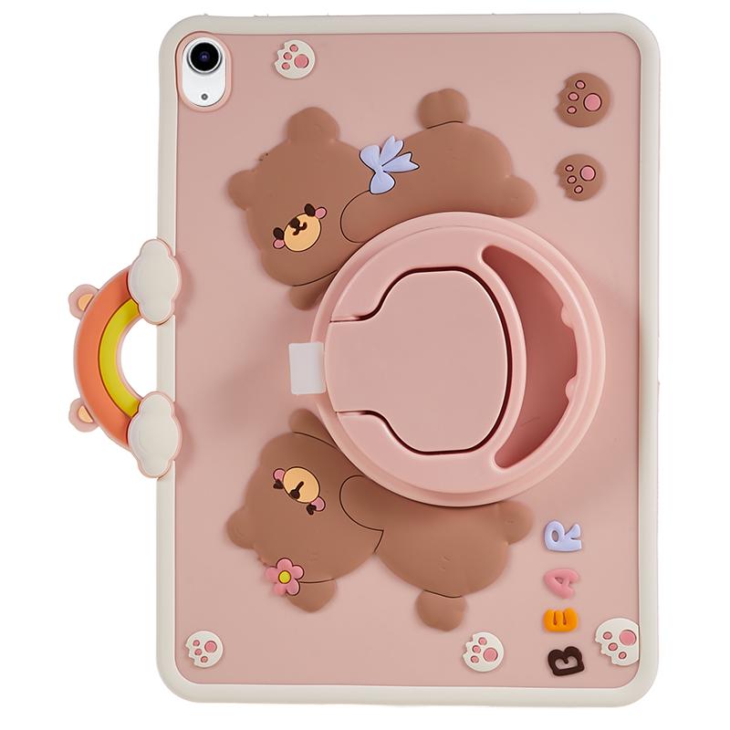 

360-Degree Rotation Kickstand Case for iPad (2025)/10.9 (2022) PC+Silicone Cartoon Bear Tablet Cover A
