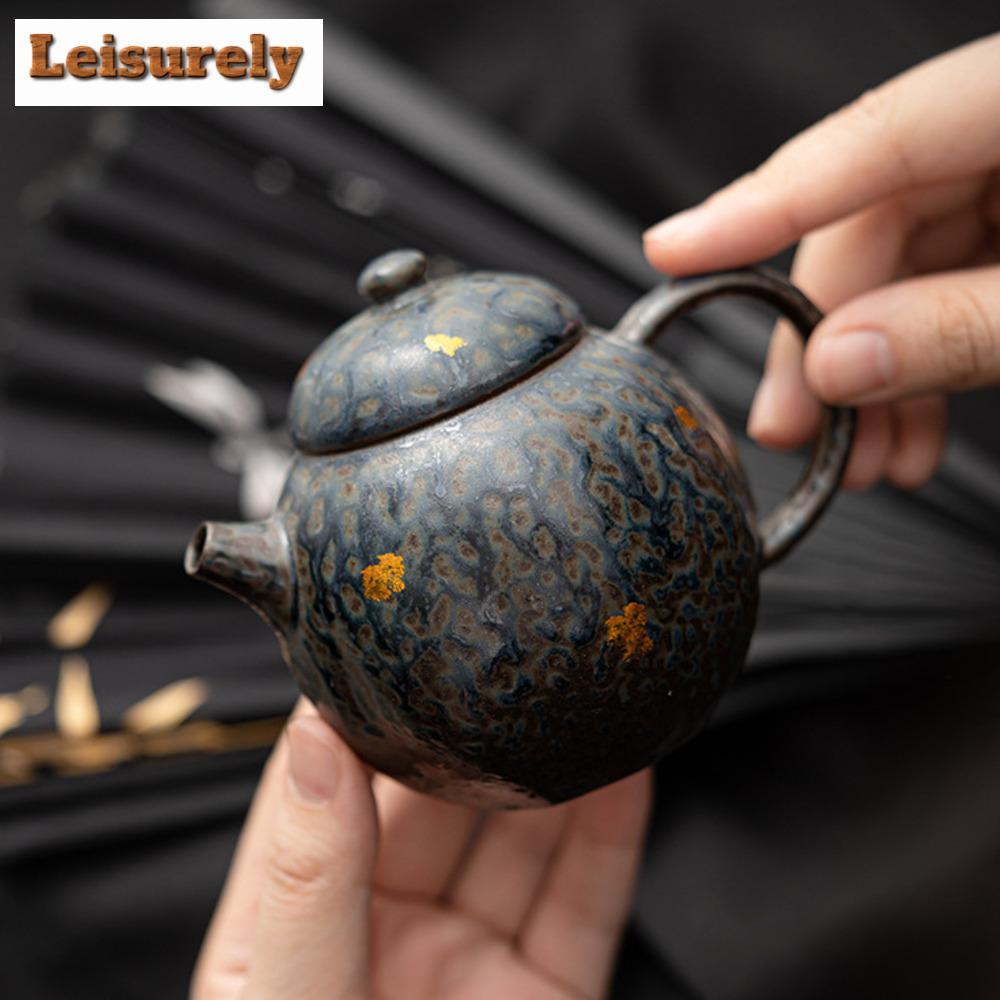 210ml Handmade Pumpkin Teapot Japanese Old Rock Mud Pot Household Tea Maker Kettle with Strainer Aesthetic Teaset Cha Decoration