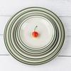 Abay European Green Double-Line Ceramic Soup Plate