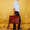 Vintage Briefcase Satchel Grain Leather Laptop Messenger Bag Shoulder Mend