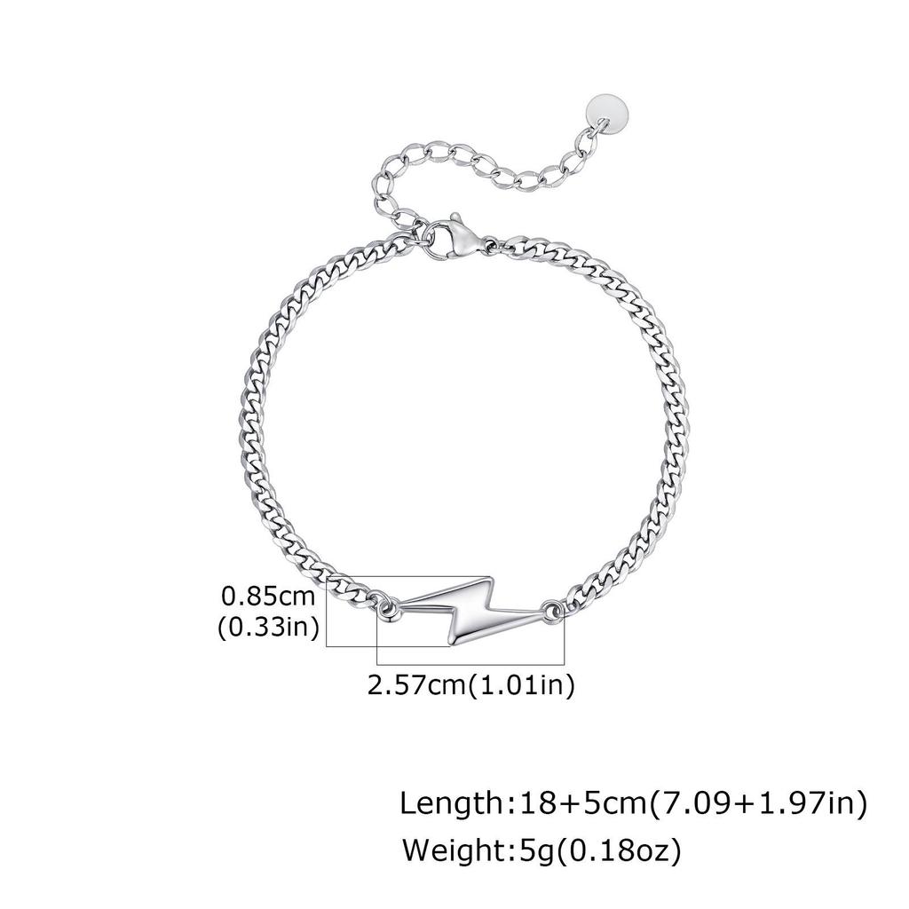 Pulsera Minimalista de Acero Inoxidable con Forma de Rayo para Parejas BR-2620