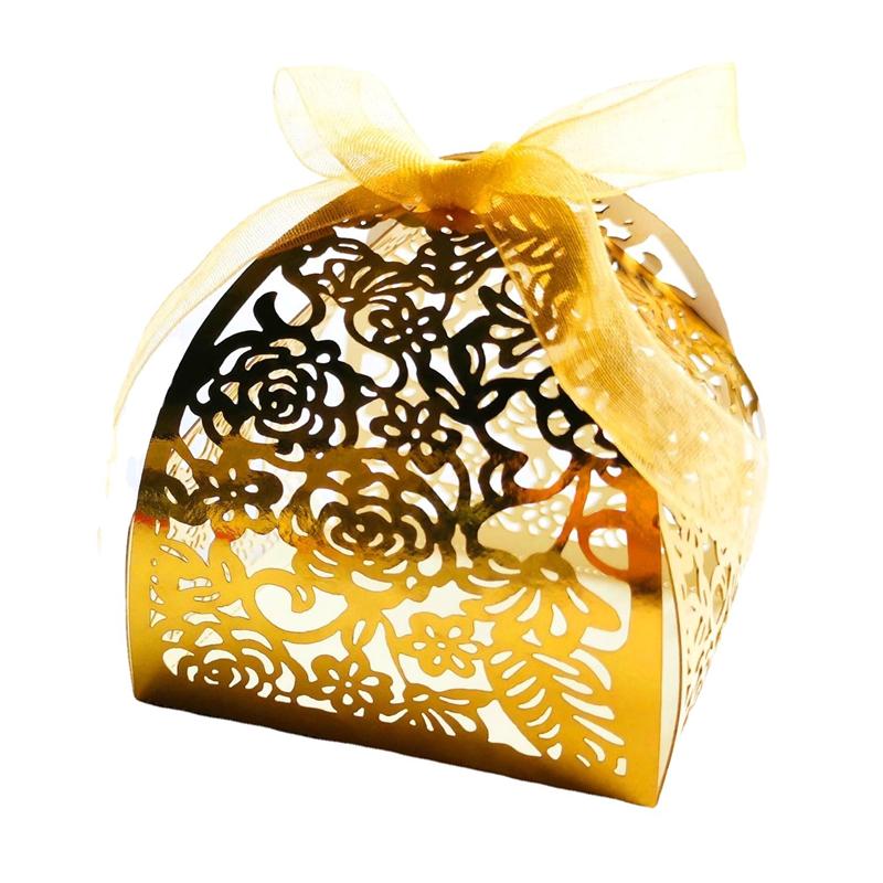 25/50/100pcs Laser Hollow Cut Wedding Candy Boxes with Thank You Tag Valentine's Day Gift Chocolate Packaging Box Party Favors