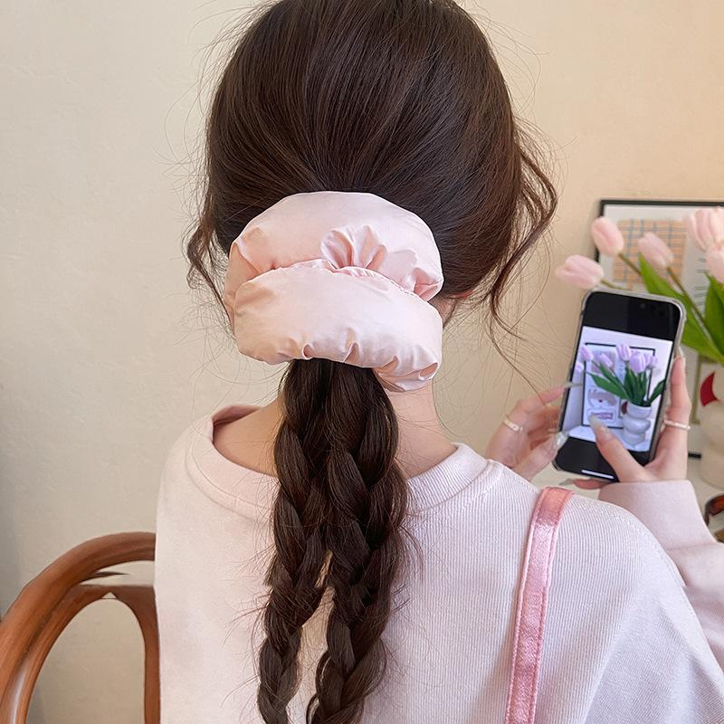 Early spring fresh large intestine hair band simple striped lace headband 2025 new high-end rubber band women's hair tie rope