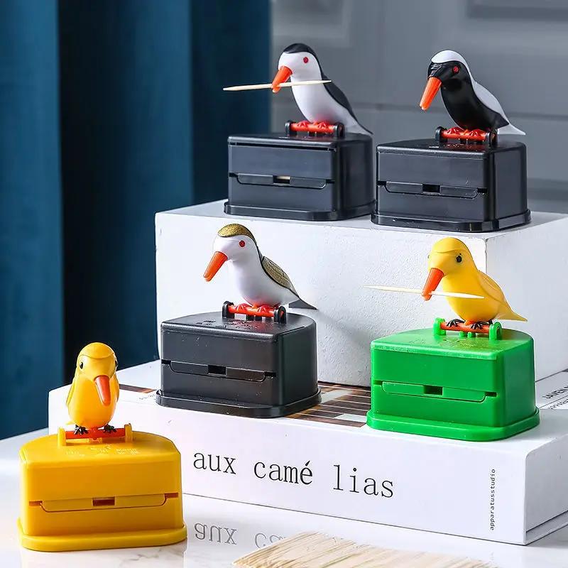 Cute Little Bird Toothpick Container Automatic Toothpick Dispenser Toothpick Holder Home Decor Table Decoration Table Accessorys
