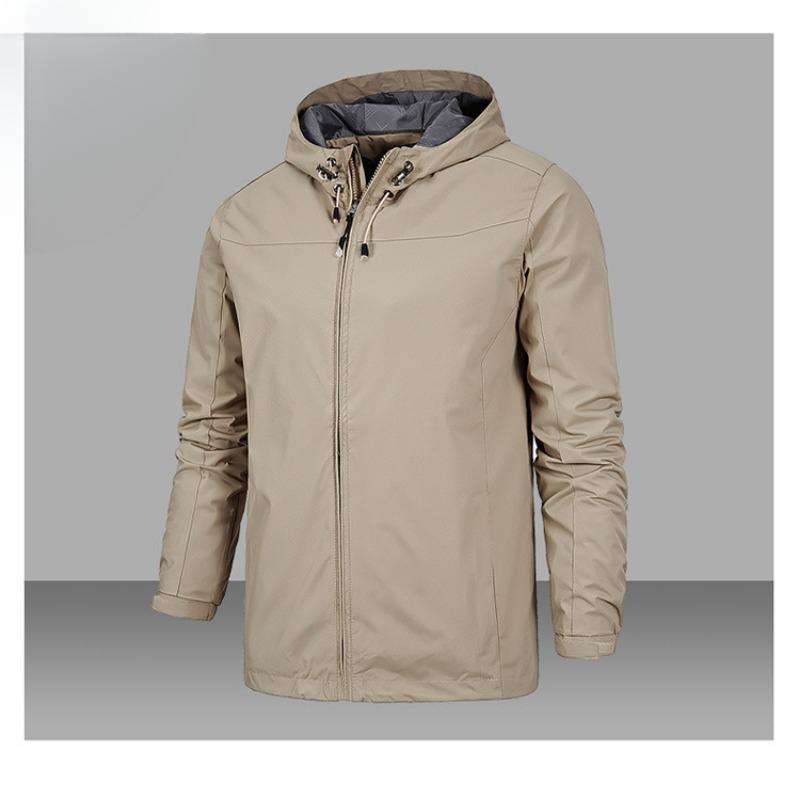 Spring and Autumn Jacket Men's Solid Color Jacket Windproof Four Seasons Mountaineering Suit Single-layer Jacket Printed Embroidery