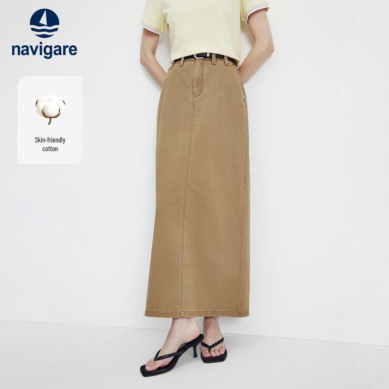 

Navigare Женская длинная прямая юбка со шлицей сзади в стиле рабочей одежды M