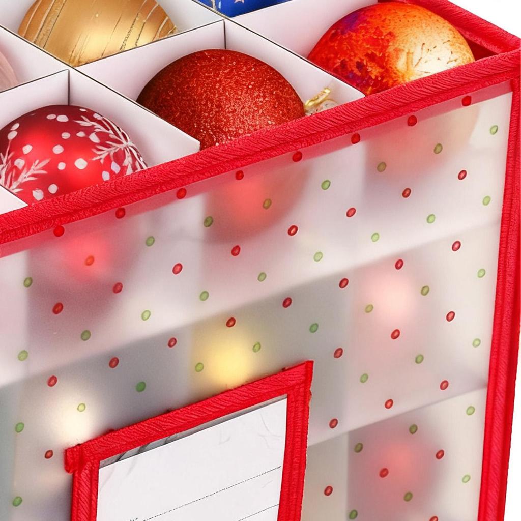 Ornament Storage Box 64-Compartment Foldable Christmas Storage Bins for Sundries Clothes Holiday Baubles Candy Jewelry Toys