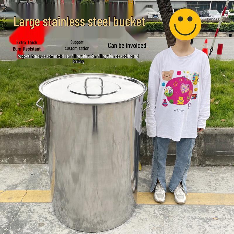 JPHZNB Thickened Stainless Steel Round Soup Water Bucket with Lid