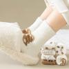 Autumn Winter Coral Velvet Socks Cartoon Bear Socks For Women Children Girls Middle Tube Thickened Sleep Socks Home Floor Socks