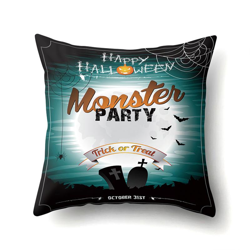 Halloween Polyester Pillow Case Car Waist Pillow Pumpkin Sofa Cushion Cover Office Living Room Pillow Case