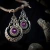 Bohemian Devil Eyes Moon Sliver Color Filigree Colored Gemstones Dangle Earrings for Women Gothic Halloween Party Jewelry Gifts