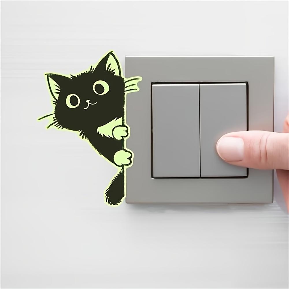 1/2/4PCS Self-adhesive 2D Flat Green Glow-in-the-Dark Little Black Cat Wall Sticker for Decorate Entryways, Bedrooms, Kitchens and Living Rooms