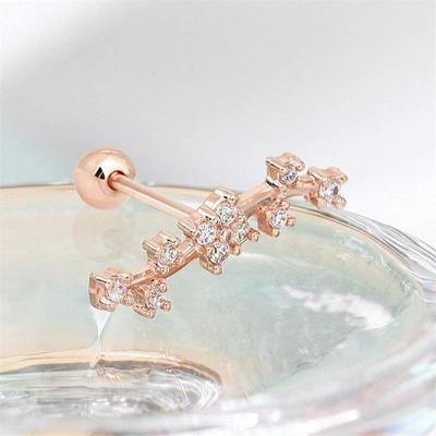 [Onm] Onm 14K Gold Needle Cubic Flower Earring Rose Gold Piercing (S9594160)